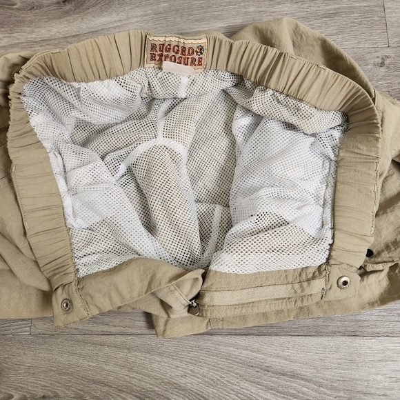 Rugged Exposure Tan Shorts L Trunks Swim Cargo Lined Water or Land Quick‎ Dry - Picture 6 of 9